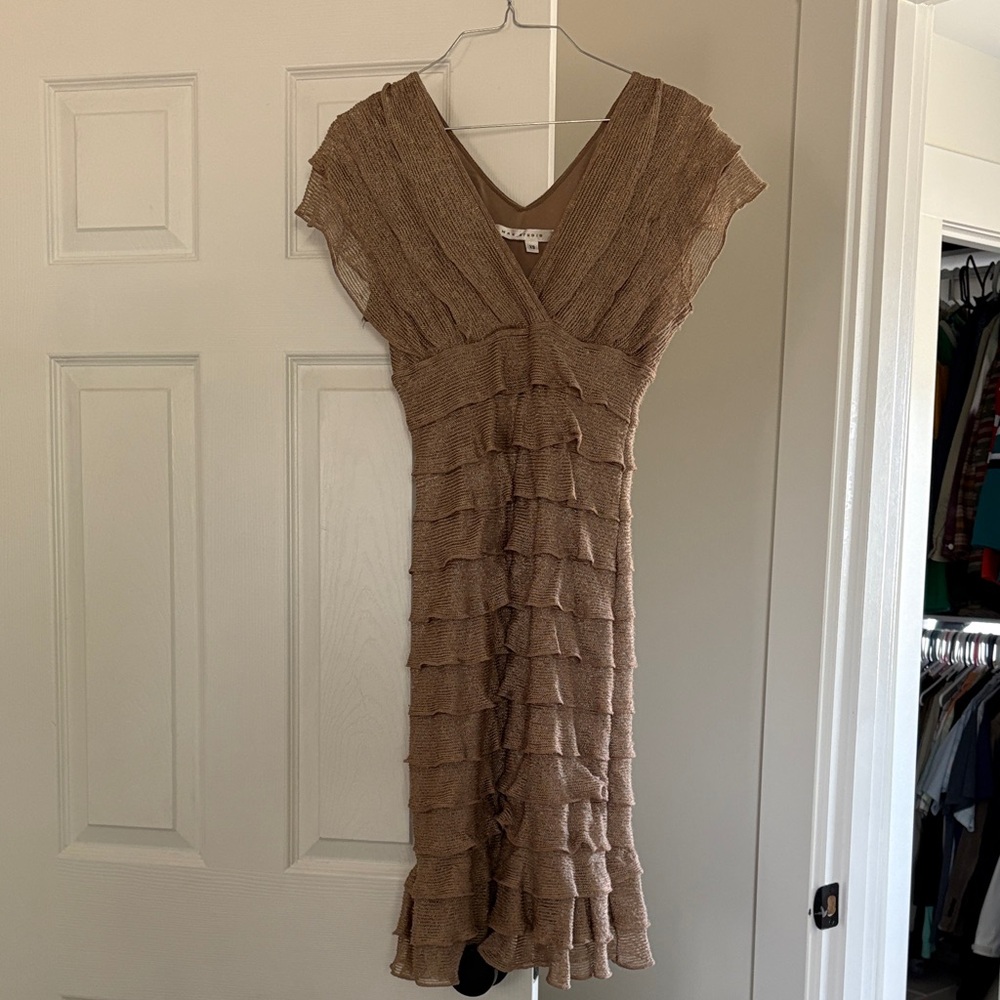 Max Studio Brown Layered Midi Dress